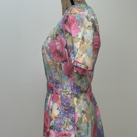 Vintage 80s Floral Midi Dress - Picture 9 of 14